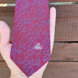 Vintage 1988 Korean Olympic Committee Silk NeckTie Seoul Olympic Rings & Taegeuk